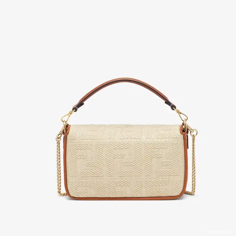 Cheap Motif In Fendi Beige Bag Straw Mini Baguette FF 0508